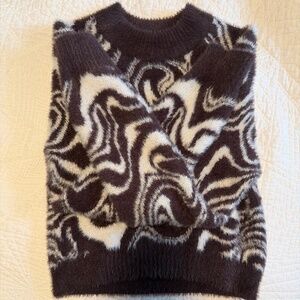 Urban Outfitters fuzzy swirl mock neck cropped sweater